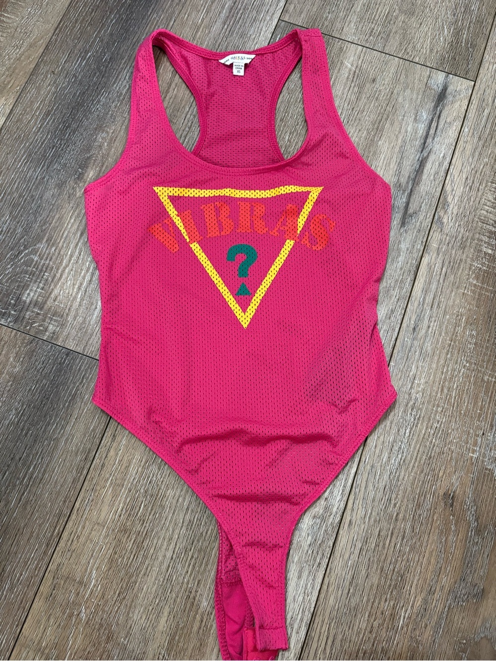 Guess Bright Pink Mesh Top with Multicolor j.balvin vibras XS
